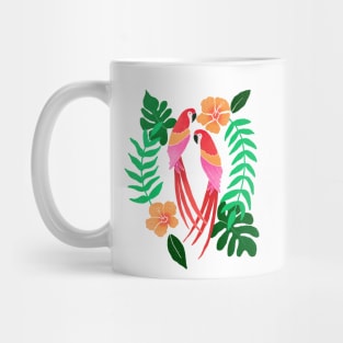 red and green parrots Mug